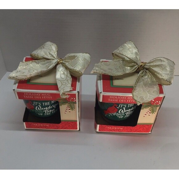 “It,s The Most Wonderful Time Of The Year” Holiday Mugs, Two Mugs NIB, Gifts - Picture 2 of 4